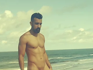 Nudist Beach - Dan naked and hard jerking off on the beach teaser